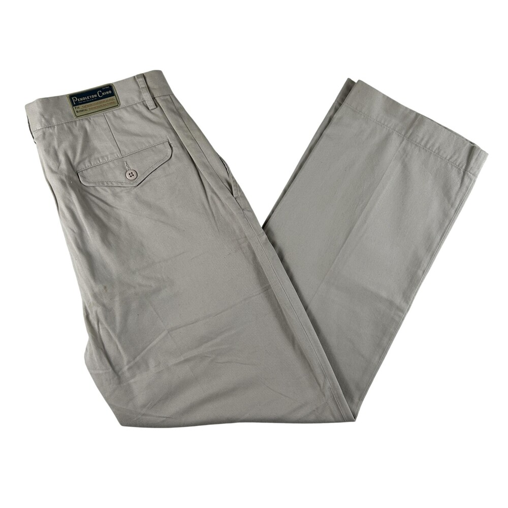 Pendleton Pants Mens 36x30 Beige Chino Flat Front Cotton Twill Straight Leg